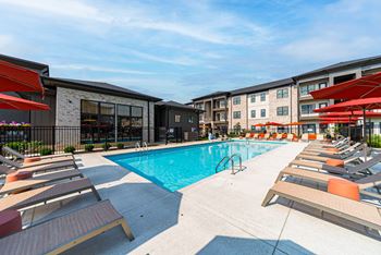 Heated pool with luxe lounging areas